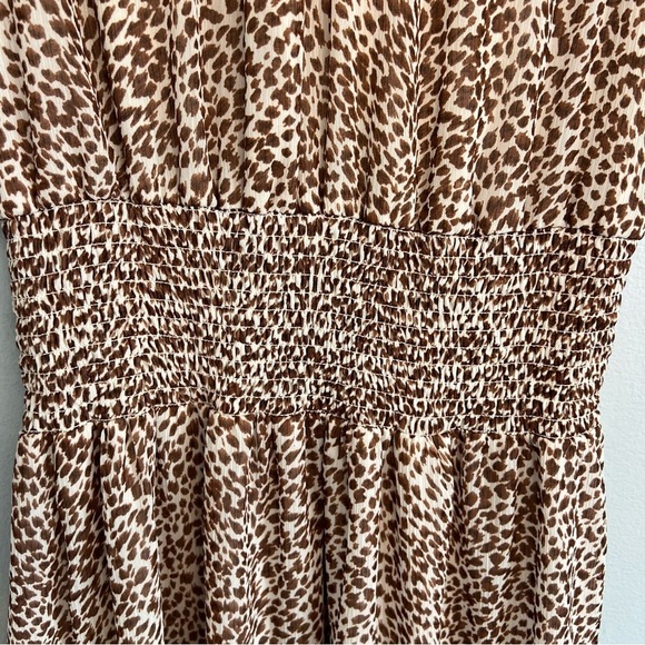 1. STATE sleeveless animal print smock neck tiered midi dress Waistband Sz M - Picture 5 of 15